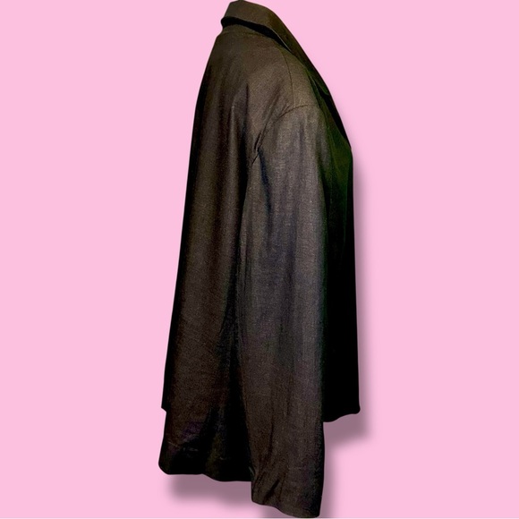 Sandro Vintage Black Linen-Blend Blazer with Pearl Shell Buttons Plus Size 22 - Picture 14 of 14